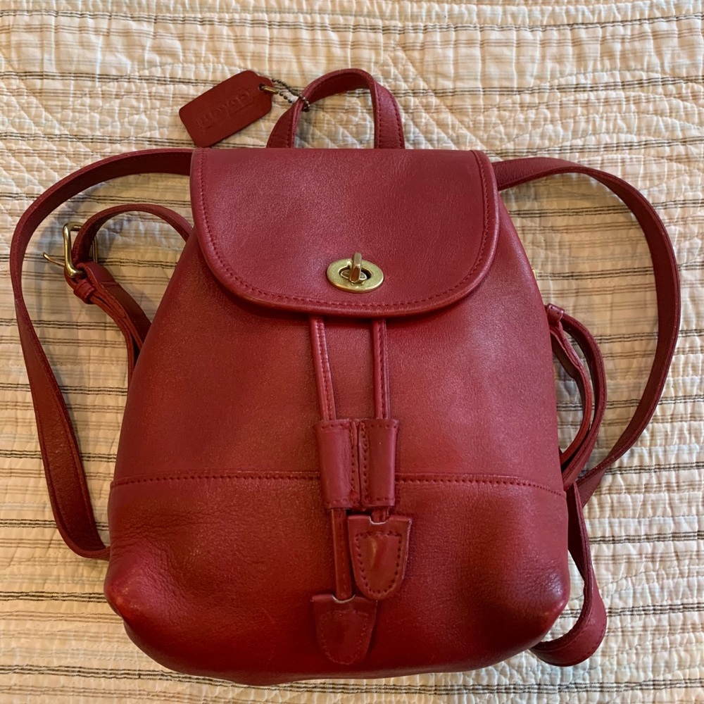 Vintage Coach Red Leather Backpack